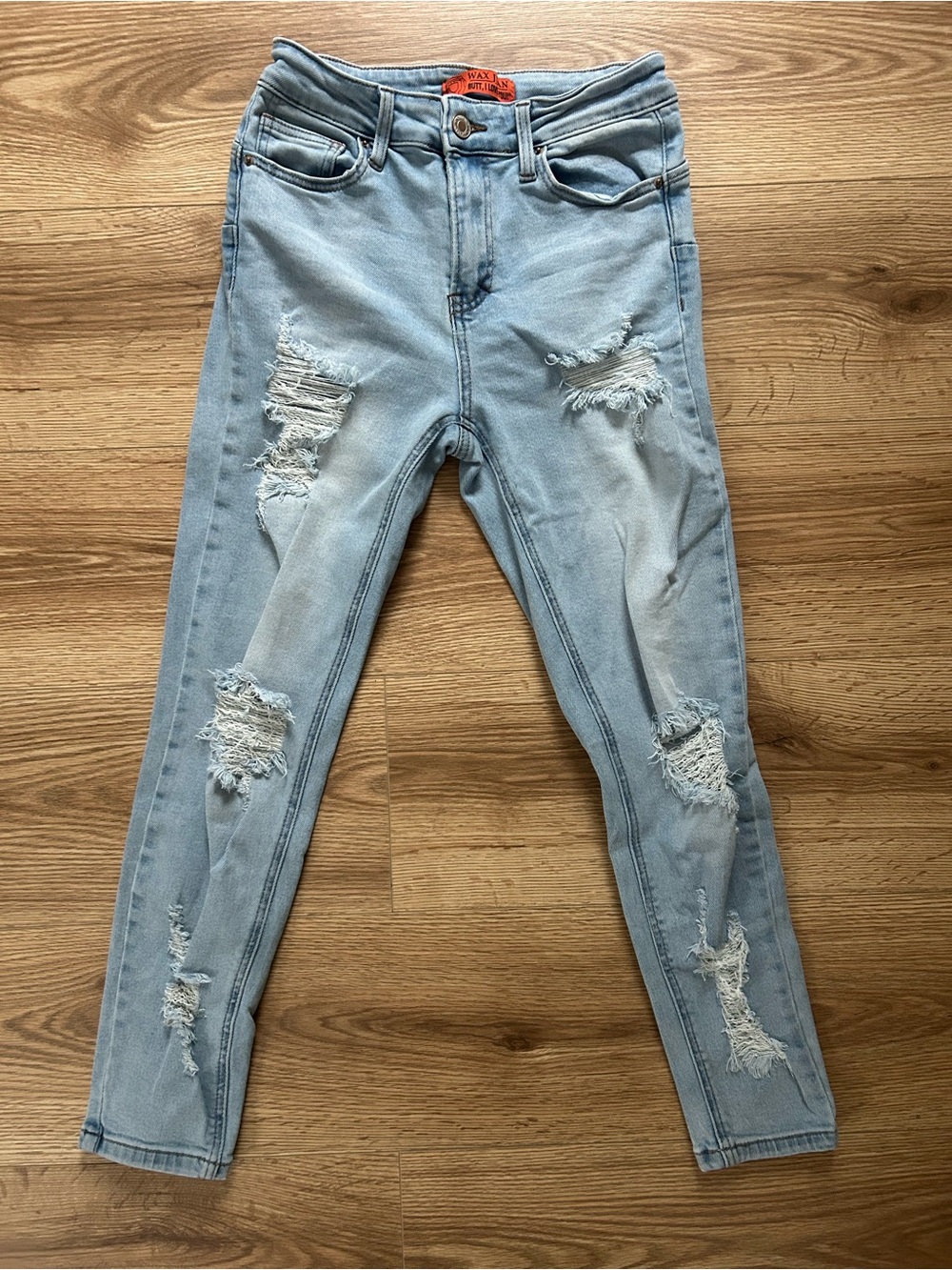 Light Blue Distressed Women's Skinny Jeans